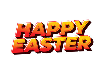 Happy easter. Text effect design in eye catching colors and 3 dimension style