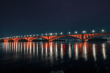 Fototapeta na wymiar Communal bridge in Krasnoyarsk