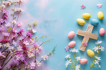 easter themed background, with a spring vibe, with cross object