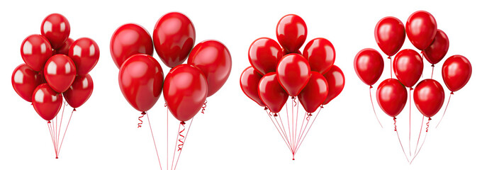 Set of red balloons, cut out