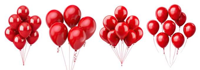 Set of red balloons, cut out