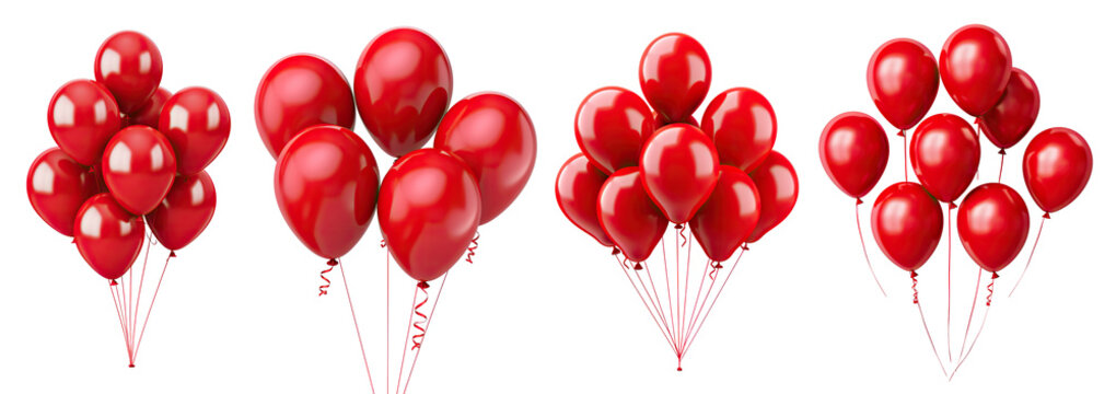 Fototapeta Set of red balloons, cut out