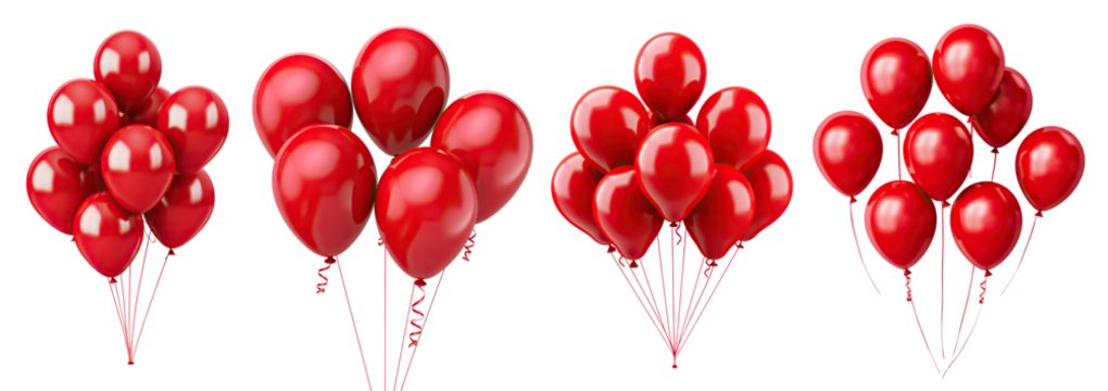 Set of red balloons, cut out