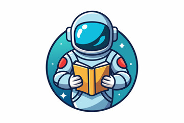 astronaut holding a book logo 