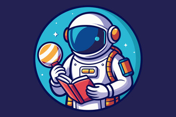 astronaut holding a book logo 