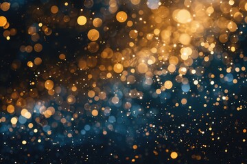 Scattered golden particles on a dark background for graduation event, birthday, party