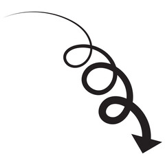 Black curly arrows isolated on a transparent background. Arrows of various shapes. Vector clipart. Arrow set. for your apps, websites and UI or UX design.