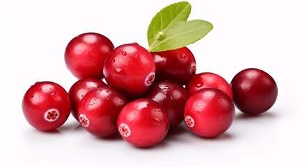a group of cranberries with leaves - Powered by Adobe