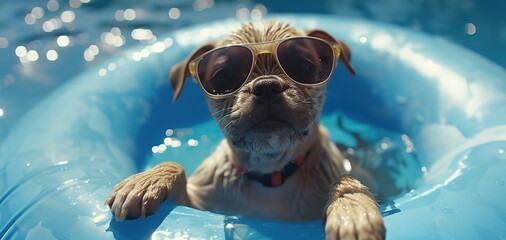 happy puppy dog with sunglasses