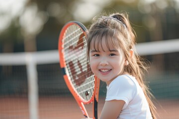 Tennis kid player practicing tennis
