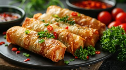 Chinese Spring rolls, Chinese style soft tortilla wraps filled with vegetables