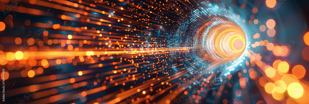 Poster abstract background with glowing light rays and digital lines, representing speed of data transfer i