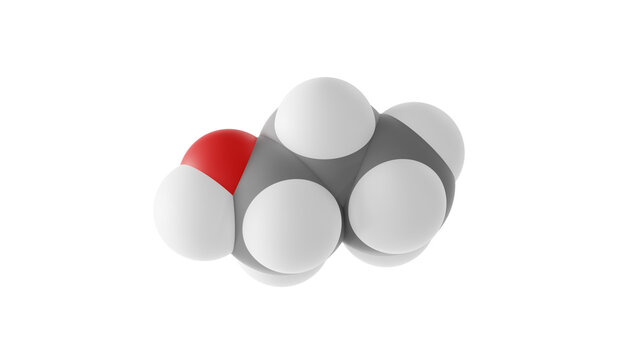 1-propanol molecule, propanol, molecular structure, isolated 3d model van der Waals