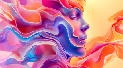 Obraz premium Abstract digital art of human faces