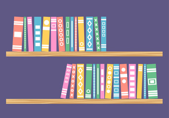 world book day shelves with books - obrazy, fototapety, plakaty