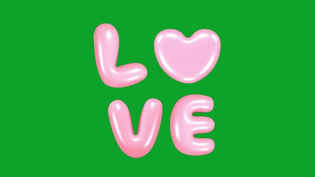 Animation of the letter LOVE on a green background.