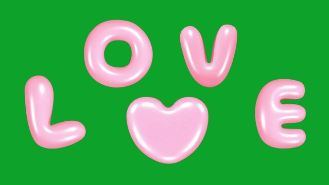 Animation of the letter LOVE on a green background.