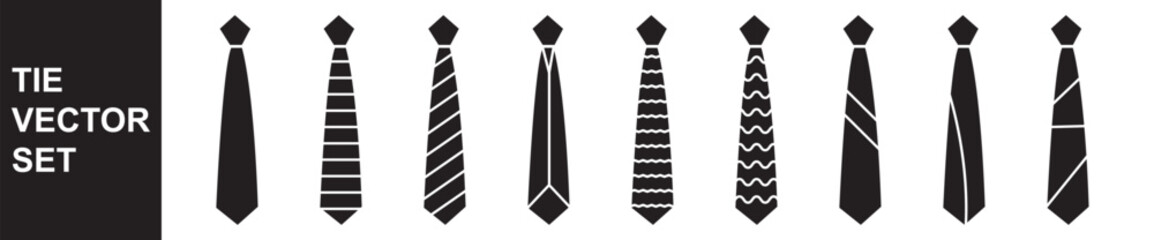 Tie icon vector set. professional necktie line symbol. 11:11 - obrazy, fototapety, plakaty