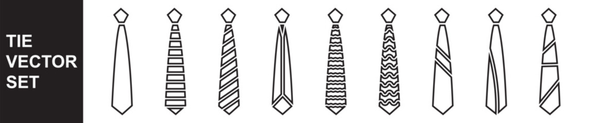 Tie icon vector set. professional necktie line symbol. Tie line icon collection. 11:11