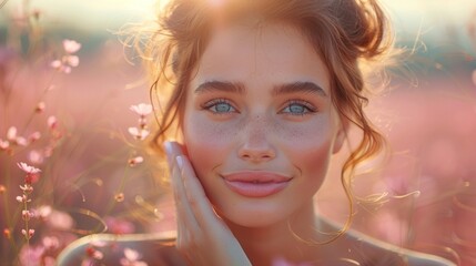 lady isolated on shine pink background