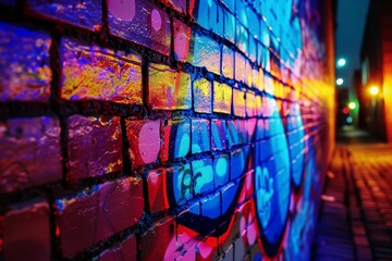 Close-up of wet graffiti reflecting light