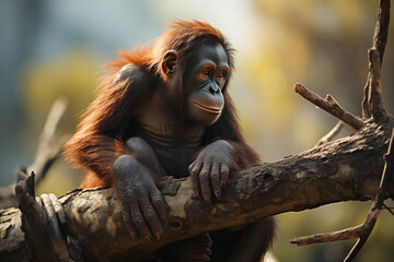 Generative AI of endangered Orangutan - obrazy, fototapety, plakaty
