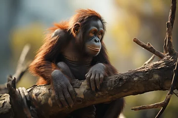 Foto op Plexiglas Generative AI of endangered Orangutan © belyaaa