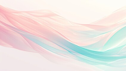 A soft pink and green gradient background with abstract wavy shapes, evoking tranquility and nature's beauty. 