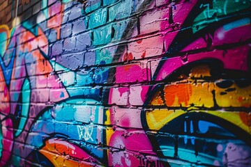 Vivid graffiti wall with abstract patterns