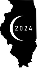 Solar Eclipse Illinois 2024 Graphic Design with White Eclipse and Year