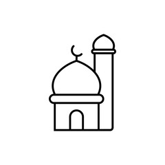 Mosque - Line Icon - Editable Vector : Suitable for Islamic Theme and Other Graphic Related Assets.