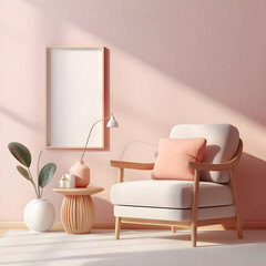 Custom Living Room Armchair Concept with Wall Mockup