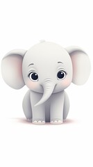Adorable baby elephant with chubby cheeks, cute, cartoon