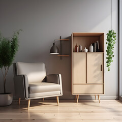 Classic Armchairs and Wooden Cabinet Accents