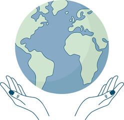 hands holding earth, globe symbol with open palms - obrazy, fototapety, plakaty