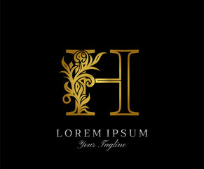 Luxury Golden H letter design. Classic Letter H Design Vector..