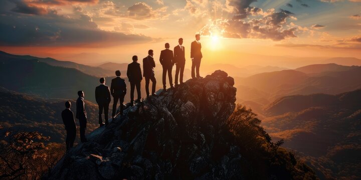 Scaling New Heights: Join a group of determined businesspersons as they embark on a journey towards success.