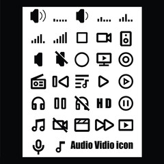 audio vidio icon set vector