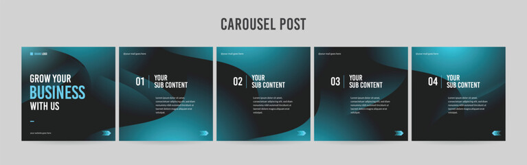 Set of minimalist business carousel post, Customize social media template design, Instagram and Linkedin carousel post, template eps 10.