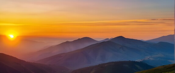 Panorama of the mountains landscape at sunset