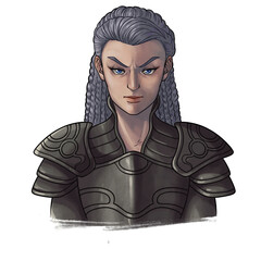 Woman in plate armor character portrait