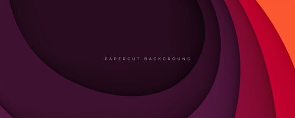 Papercut layers background with orange and purple decorative design vector