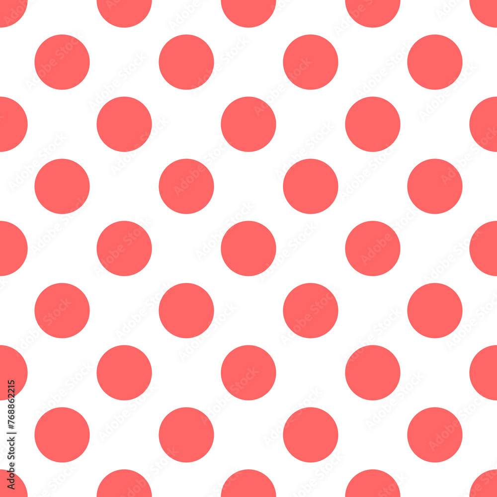 Poster seamless vector pattern with pink polka dots on a white background