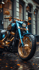 Obraz na płótnie Canvas Customized the Harley Davidson road glider with gold and silver.
