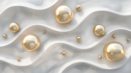 3d wallpaper with golden balls abstract background 