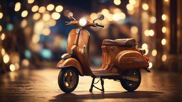 vintage scooter at night