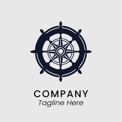 wheel ship captain logo design template