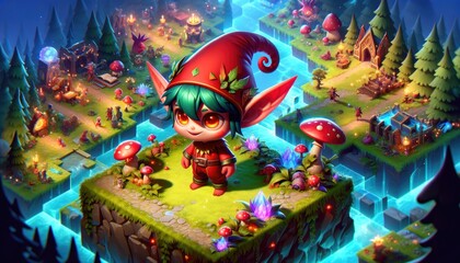 Charming Elf Character in a Vibrant Fantasy Forest Setting