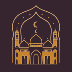 Fototapeta premium 2d vector illustration art colorful Ramadan mosque professional shirt design, illustration, typography, dark fantasy 