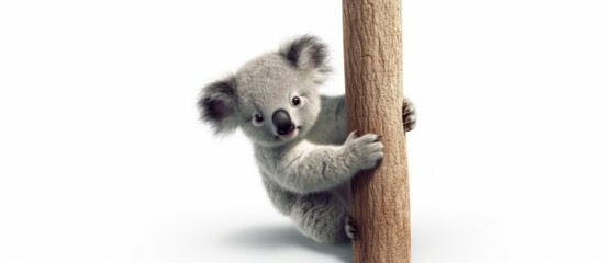 Naklejka premium koala climb white background .isolated on white photo - realistic, ultra sharp,